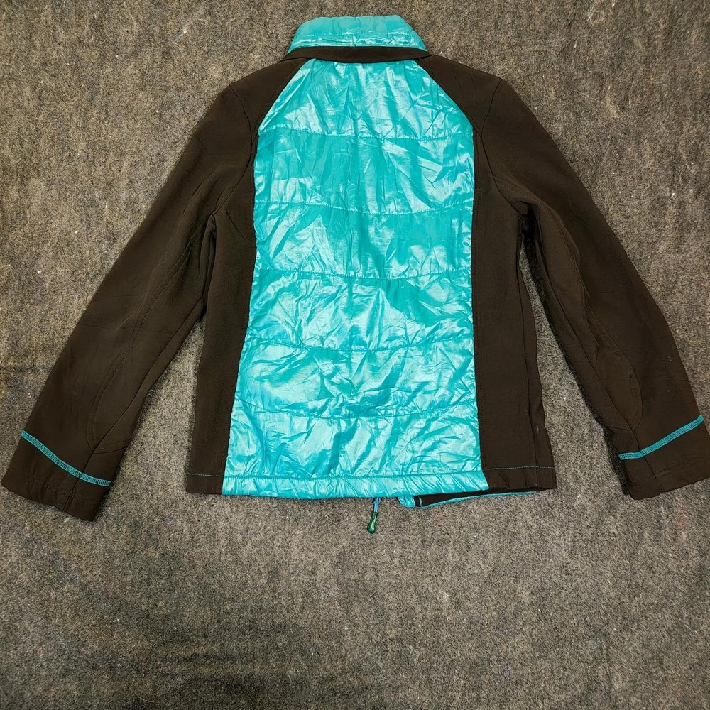 London Fog Mixed Media Quilted Puffer Jacket Teal Black Gorpcore Athleisure - Picture 3 of 7